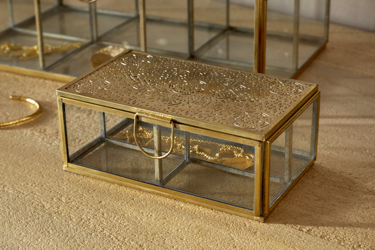 Kijang Jewellery Box - Brass & Clear-GIFTING-Nkuku