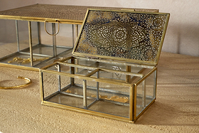 Kijang Jewellery Box - Brass & Clear-GIFTING-Nkuku