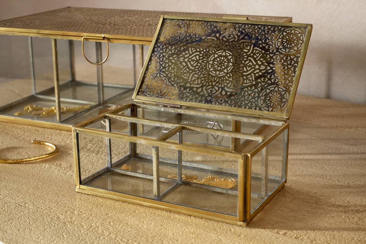 Kijang Jewellery Box - Brass & Clear-GIFTING-Nkuku
