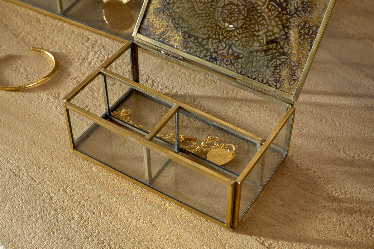 Kijang Jewellery Box - Brass & Clear-GIFTING-Nkuku