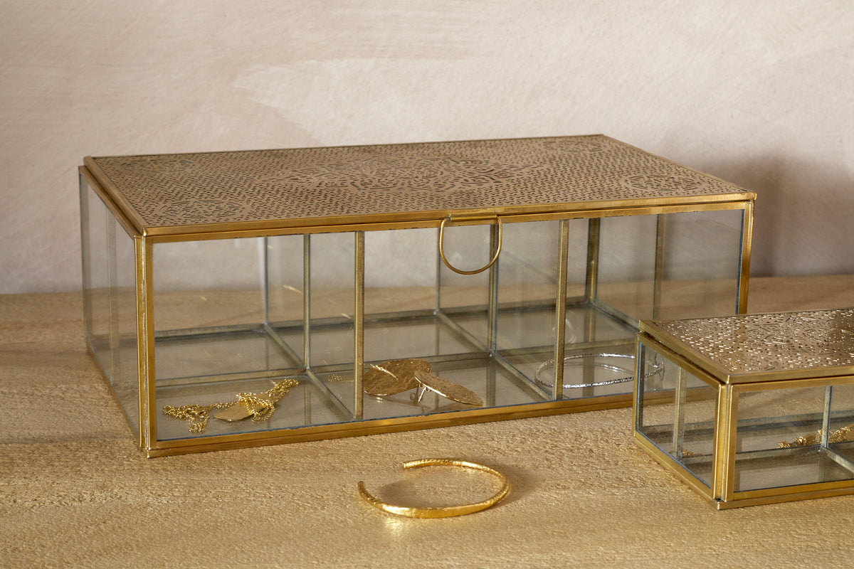 Kijang Jewellery Box - Brass & Clear-GIFTING-Nkuku