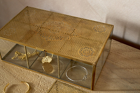 Kijang Jewellery Box - Brass & Clear-GIFTING-Nkuku