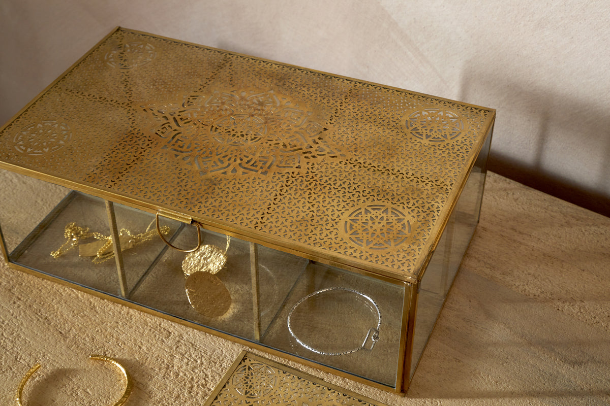 Kijang Jewellery Box - Brass & Clear-GIFTING-Nkuku