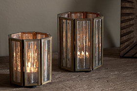 Tyma Tealight Holder - Brass-CANDLES HOLDERS & LANTERNS-Nkuku