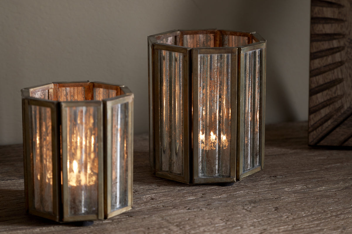 Tyma Tealight Holder - Brass-CANDLES HOLDERS & LANTERNS-Nkuku