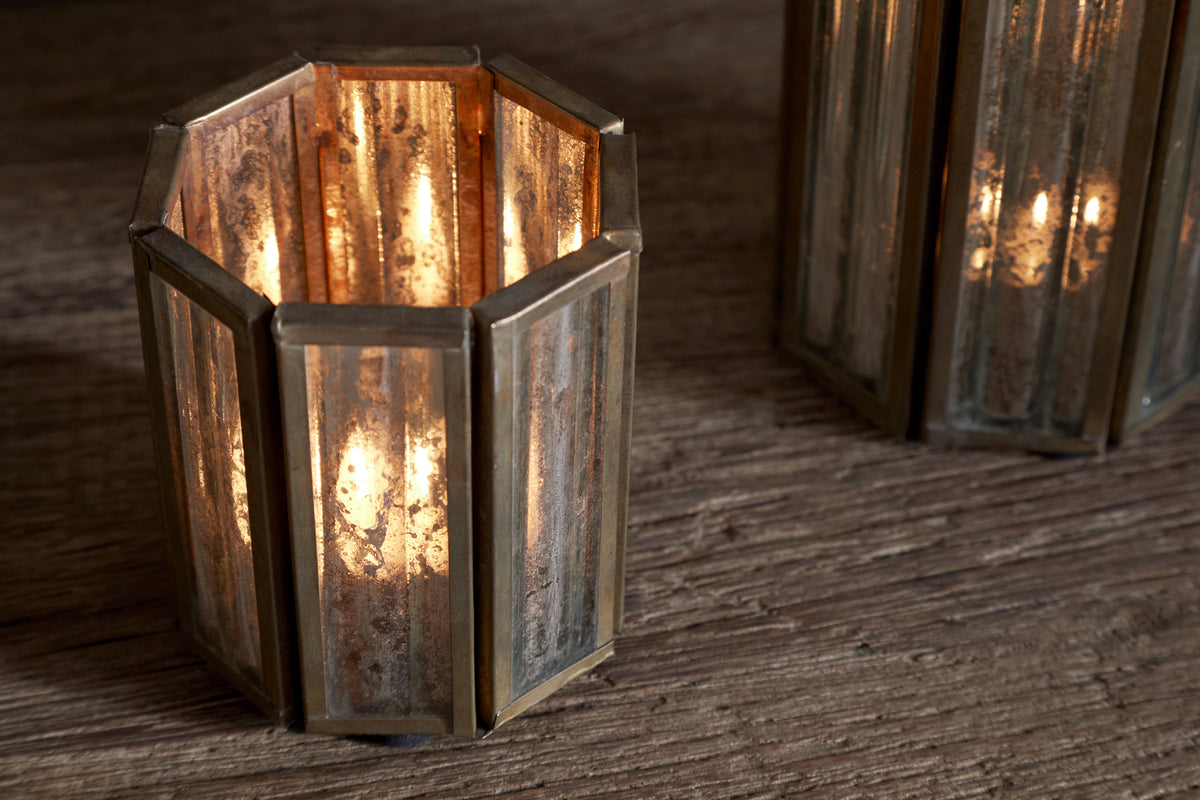 Tyma Tealight Holder - Brass-CANDLES HOLDERS & LANTERNS-Nkuku