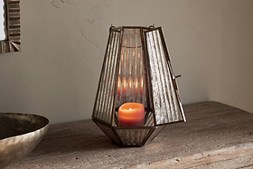 Igbo Lantern - Brass & Clear-CANDLES HOLDERS & LANTERNS-Nkuku