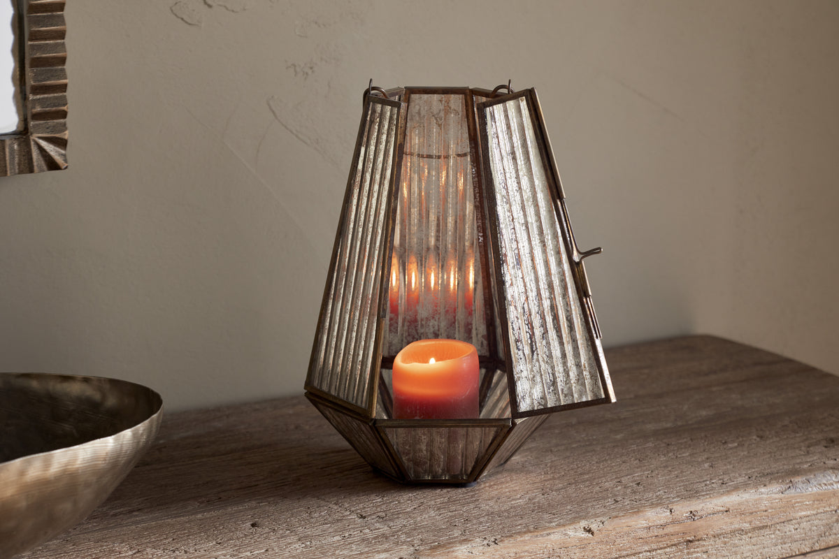 Igbo Lantern - Brass & Clear-CANDLES HOLDERS & LANTERNS-Nkuku