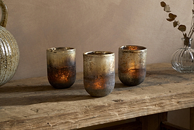 Furaha Tealight Holders - Frosted Black - Small (Set of 3)