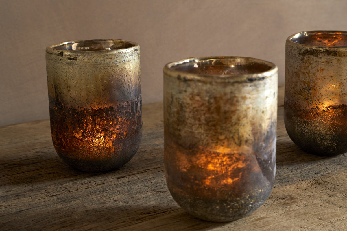 Furaha Tealight Holders - Frosted Black - Small (Set of 3)