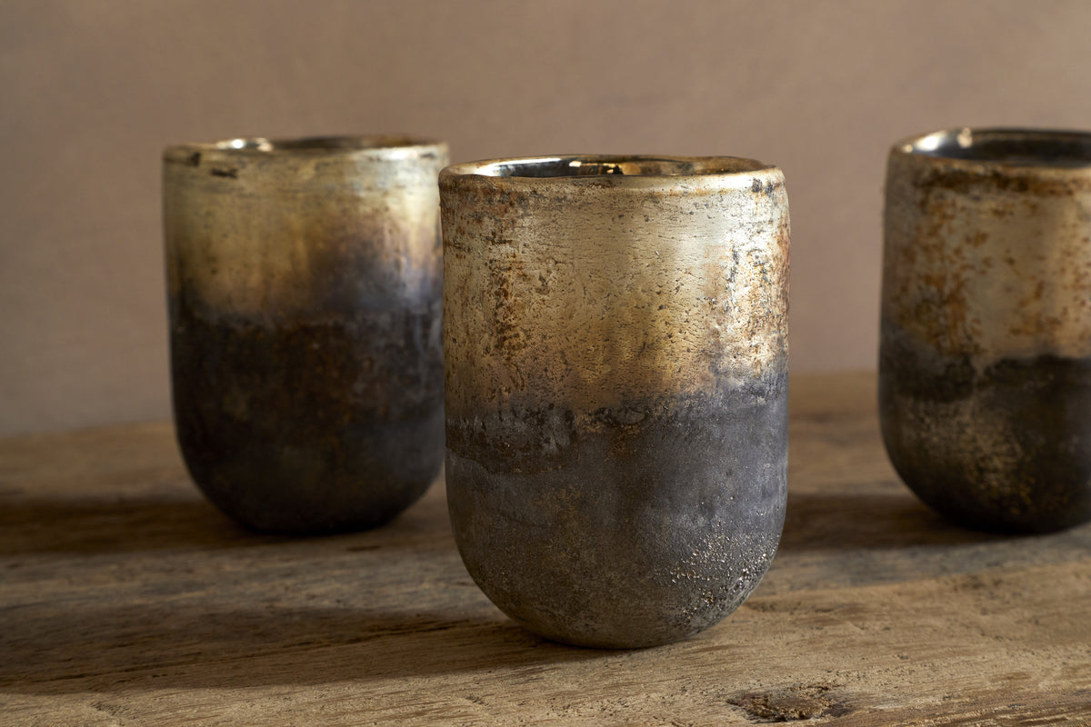 Furaha Tealight Holders - Frosted Black - Small (Set of 3)