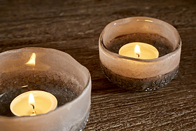 Riyara Recycled Glass Tealights - Silver Sparkle - (Set of 2)-CHRISTMAS DECORATIONS-Nkuku