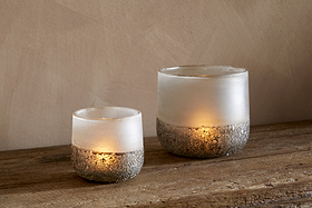 Riyara Recycled Glass Tealight Holder - Silver Sparkle-CHRISTMAS DECORATIONS-Nkuku