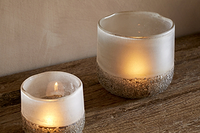 Riyara Recycled Glass Tealight Holder - Silver Sparkle-CHRISTMAS DECORATIONS-Nkuku