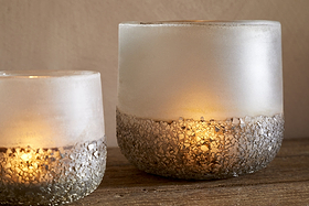 Riyara Recycled Glass Tealight Holder - Silver Sparkle-CHRISTMAS DECORATIONS-Nkuku