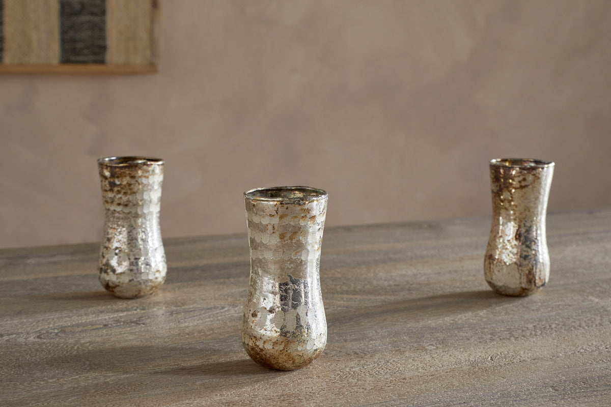 Rumi Mini Vases - Silver Rust - (Set of 3)-VASES & PLANTERS-Nkuku