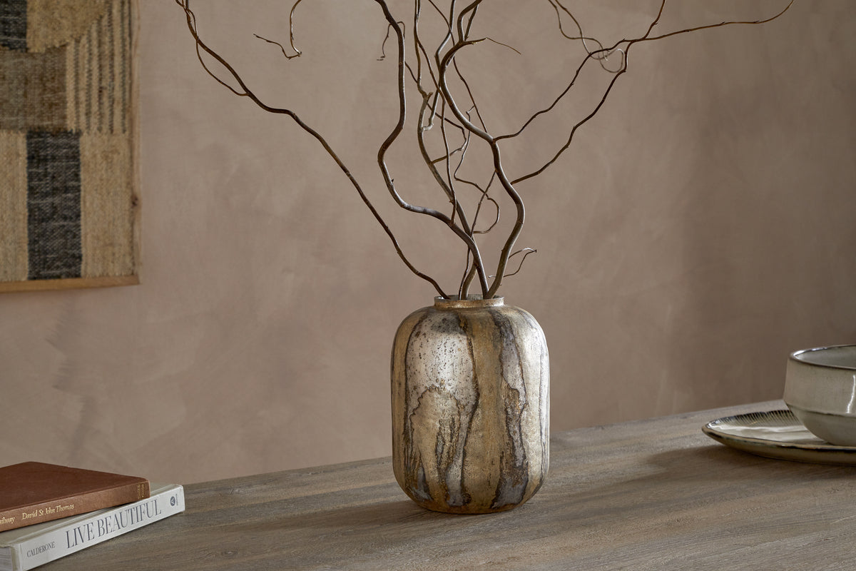 Hamira Vase - Silver Rust-VASES & PLANTERS-Nkuku