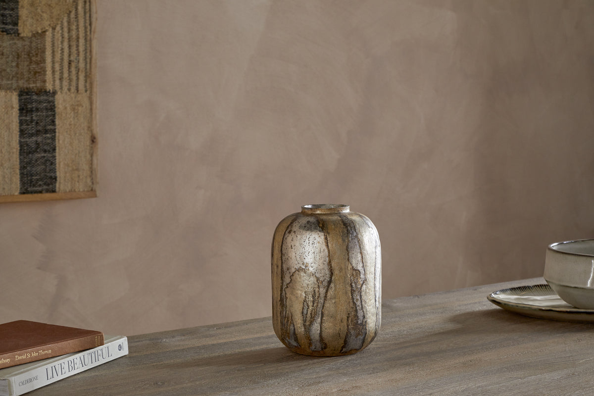 Hamira Vase - Silver Rust-VASES & PLANTERS-Nkuku