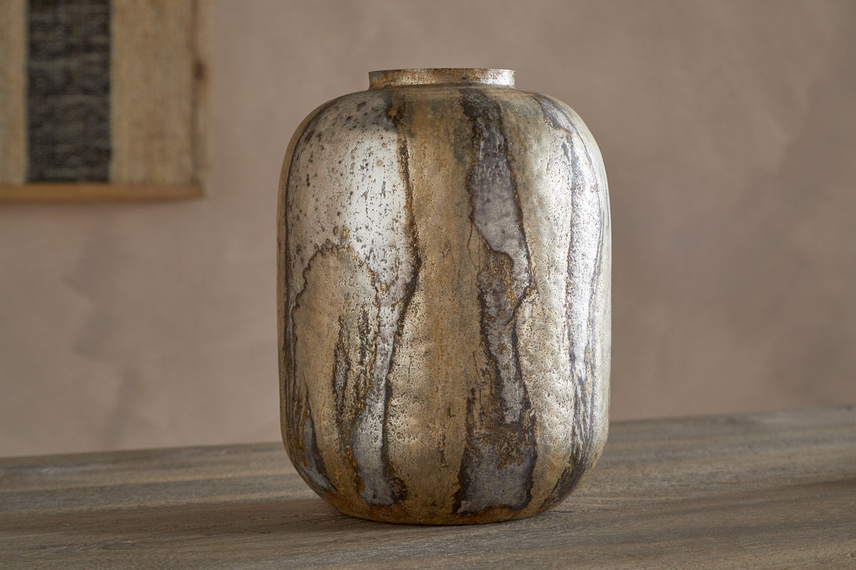 Hamira Vase - Silver Rust-VASES & PLANTERS-Nkuku