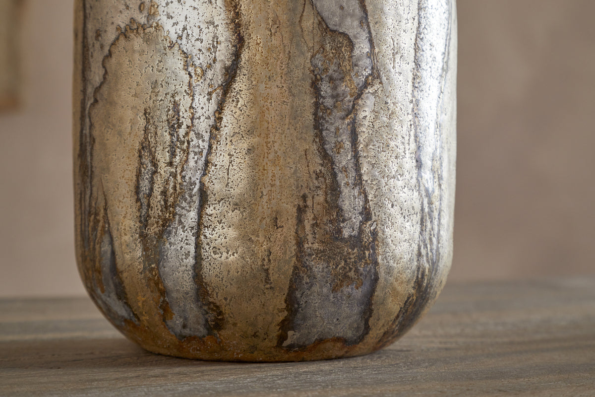 Hamira Vase - Silver Rust-VASES & PLANTERS-Nkuku