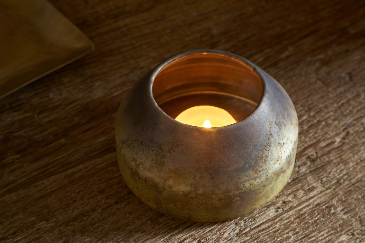 Singal Candle Holder - Green Smoke-CANDLES HOLDERS & LANTERNS-Nkuku