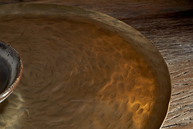 Oorja Round Tray - Brass-DECORATIVE ACCESSORIES-Nkuku