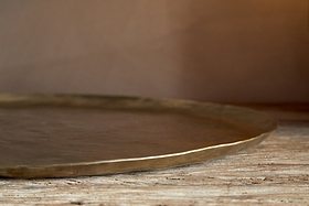 Oorja Round Tray - Brass-DECORATIVE ACCESSORIES-Nkuku