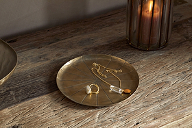 Amai Etched Round Tray - Brass-DECORATIVE ACCESSORIES-Nkuku