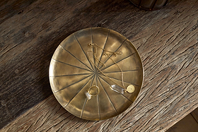 Amai Etched Round Tray - Brass-DECORATIVE ACCESSORIES-Nkuku