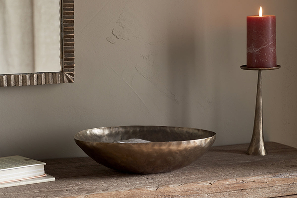 Malar Hammered Bowl - Brass-DECORATIVE ACCESSORIES-Nkuku