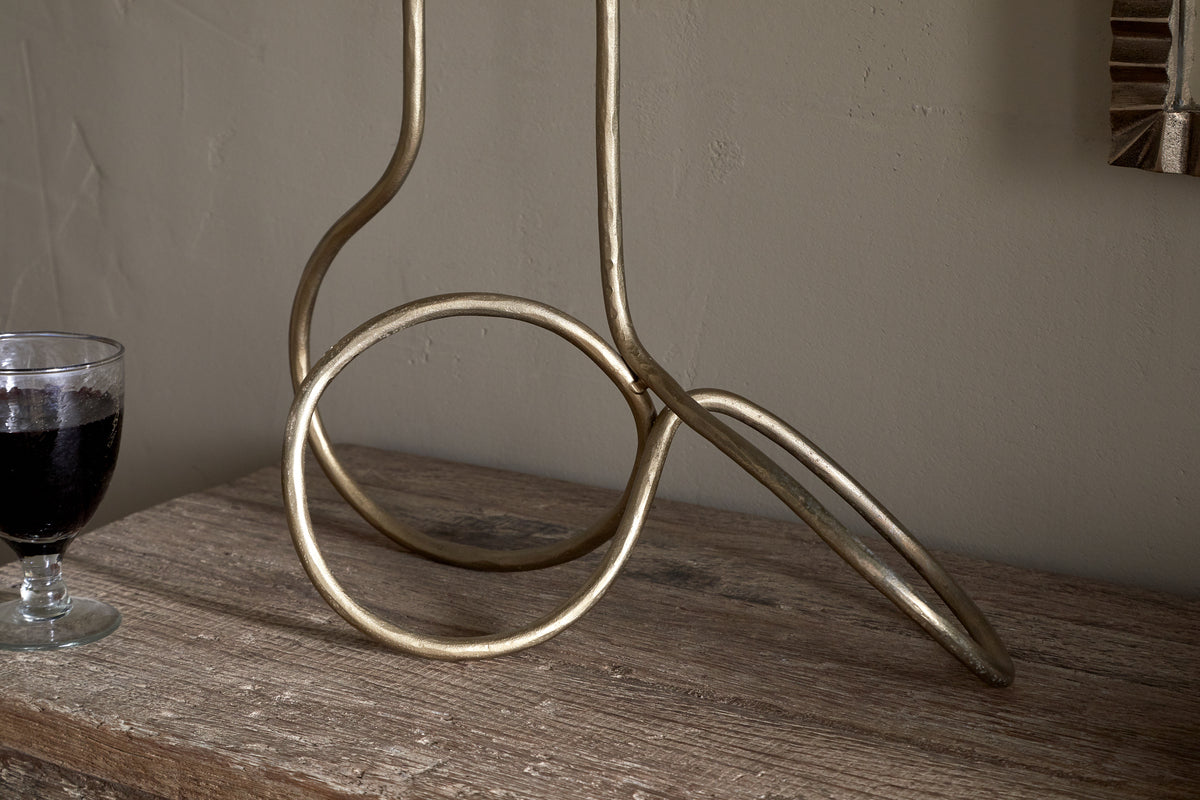 Ayee Twisted Candle Holder - Brass-CANDLES HOLDERS & LANTERNS-Nkuku