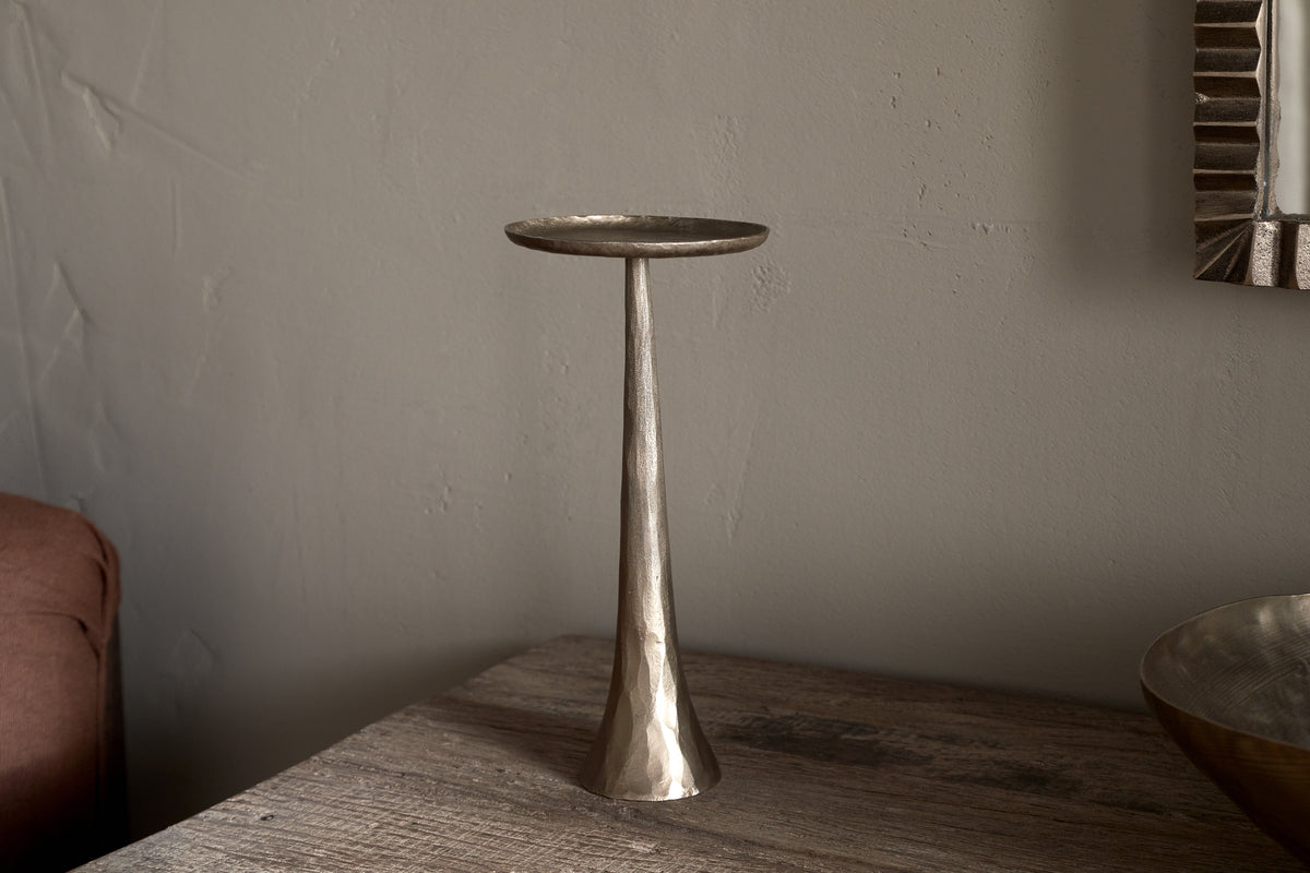 Lora Pillar Candle Holder - Brass-CANDLES HOLDERS & LANTERNS-Nkuku