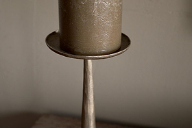 Lora Pillar Candle Holder - Brass-CANDLES HOLDERS & LANTERNS-Nkuku