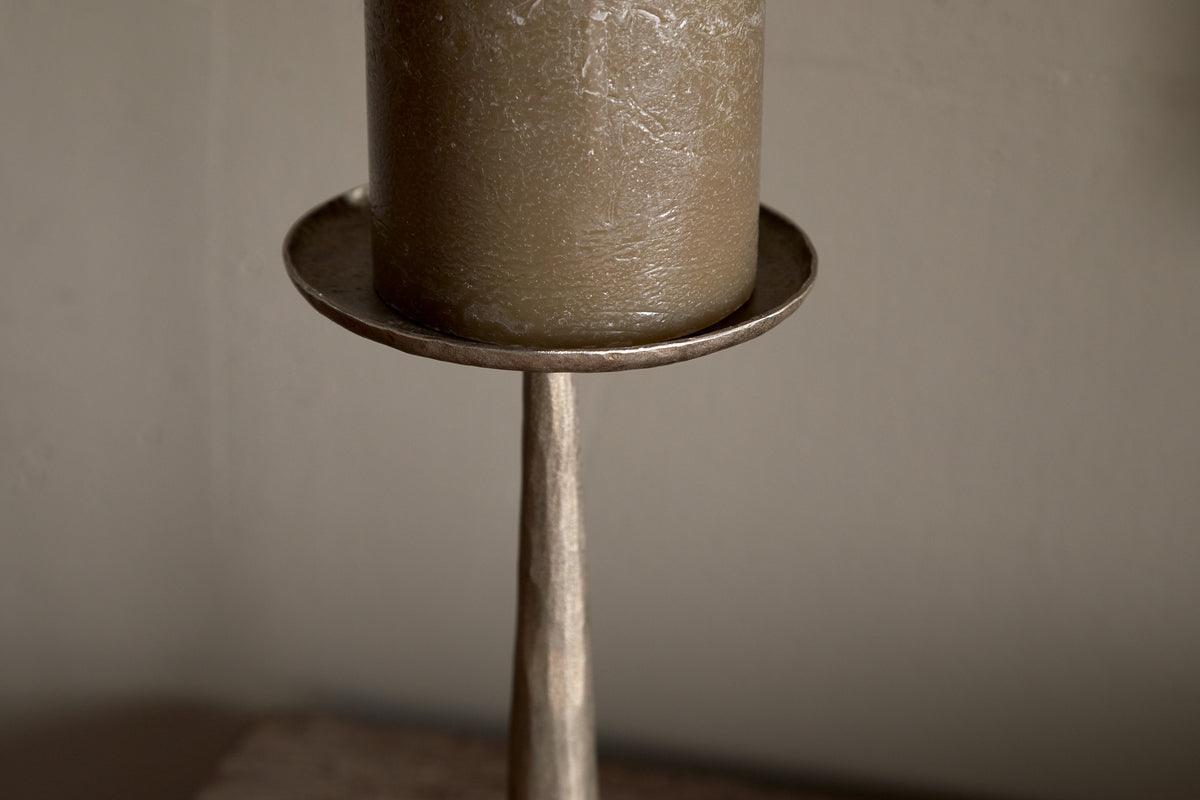 Lora Pillar Candle Holder - Brass-CANDLES HOLDERS & LANTERNS-Nkuku