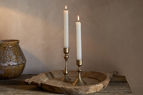 Aarya Candle Stick - Brass - (Set of 2)-CANDLES HOLDERS & LANTERNS-Nkuku