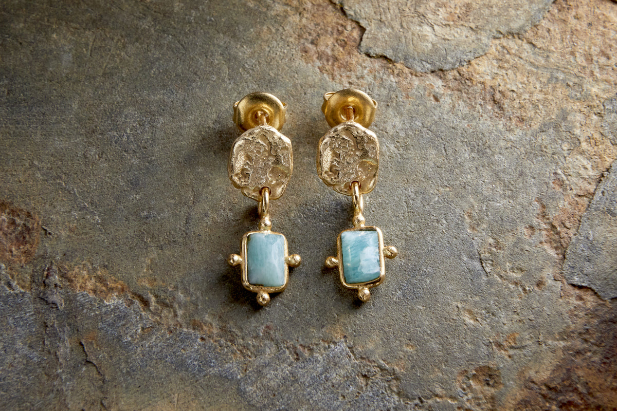 Ebbe Amazonite Earrings - Gold-GIFTING-Nkuku