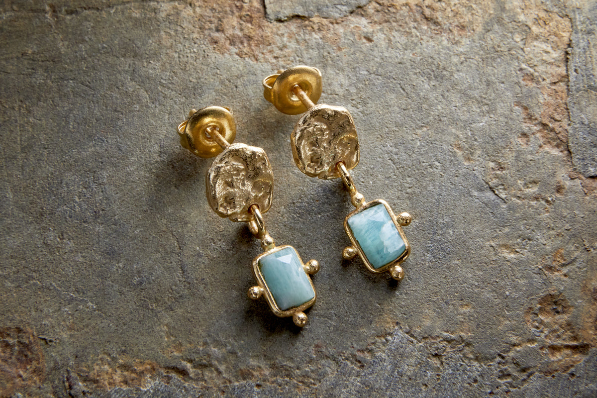 Ebbe Amazonite Earrings - Gold-GIFTING-Nkuku