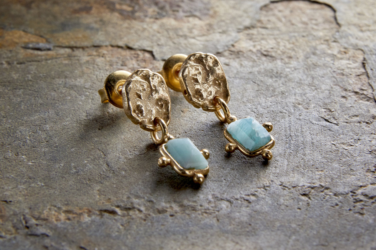 Ebbe Amazonite Earrings - Gold-GIFTING-Nkuku