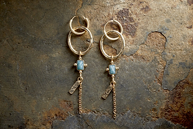 Tumari Amazonite Earrings - Gold-GIFTING-Nkuku