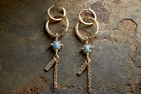 Tumari Amazonite Earrings - Gold-GIFTING-Nkuku