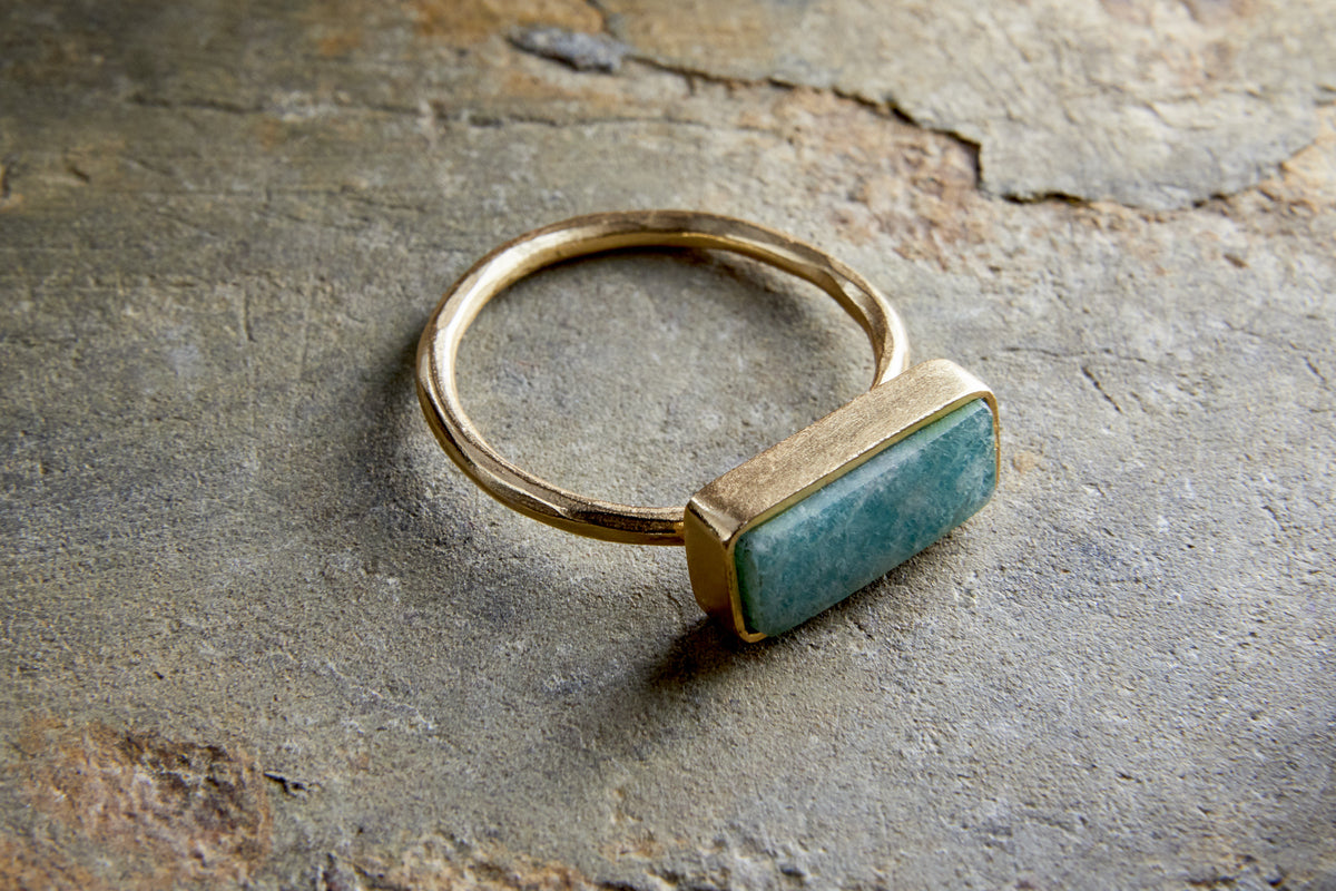 Damaia Amazonite Ring - Gold-GIFTING-Nkuku