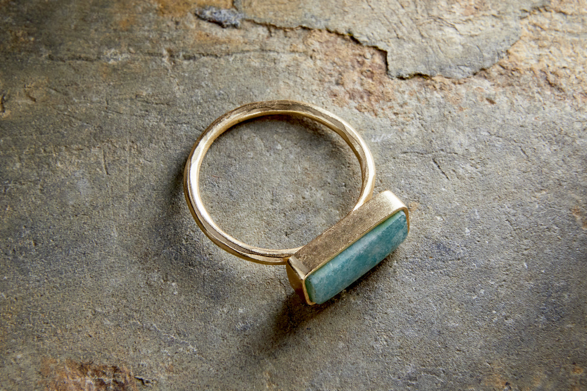 Damaia Amazonite Ring - Gold-GIFTING-Nkuku