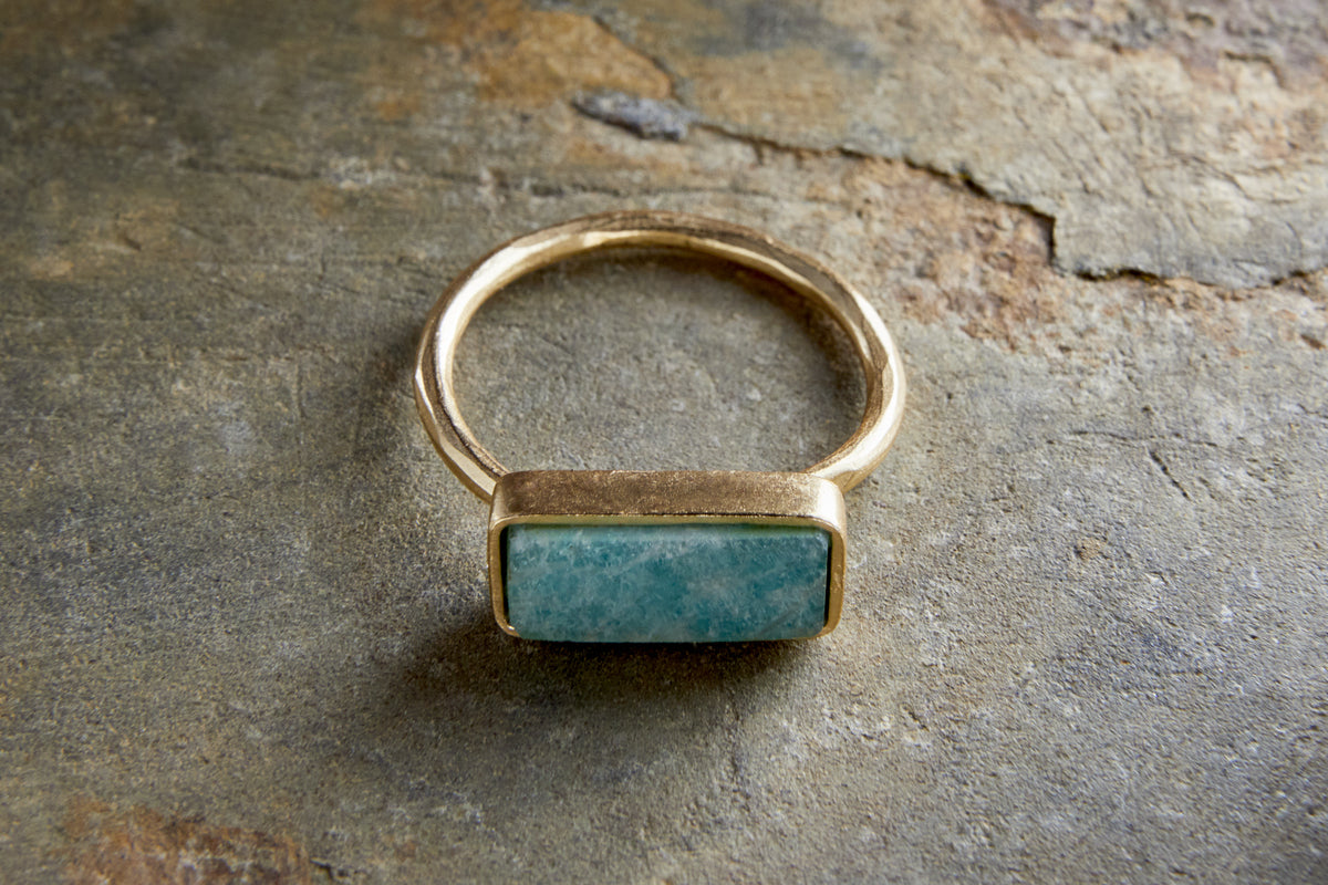 Damaia Amazonite Ring - Gold-GIFTING-Nkuku