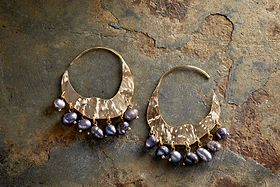 Parahu Grey Pearl Earrings - Gold-GIFTING-Nkuku