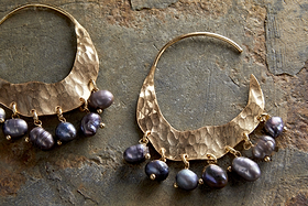 Parahu Grey Pearl Earrings - Gold-GIFTING-Nkuku