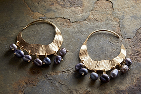 Parahu Grey Pearl Earrings - Gold-GIFTING-Nkuku