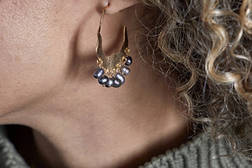 Parahu Grey Pearl Earrings - Gold-GIFTING-Nkuku