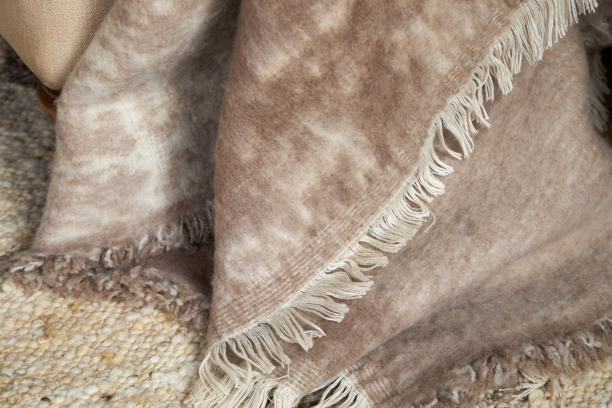 Kambali Disressed Wool Jacquard Throw - Natural - 130 x 200cm-TEXTILES-Nkuku