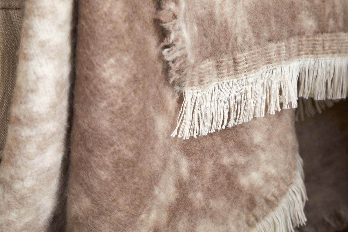 Kambali Disressed Wool Jacquard Throw - Natural - 130 x 200cm-TEXTILES-Nkuku