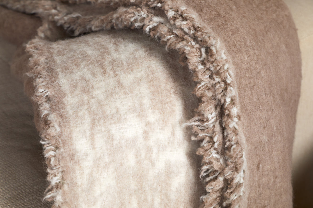 Kambali Disressed Wool Jacquard Throw - Natural - 130 x 200cm-TEXTILES-Nkuku